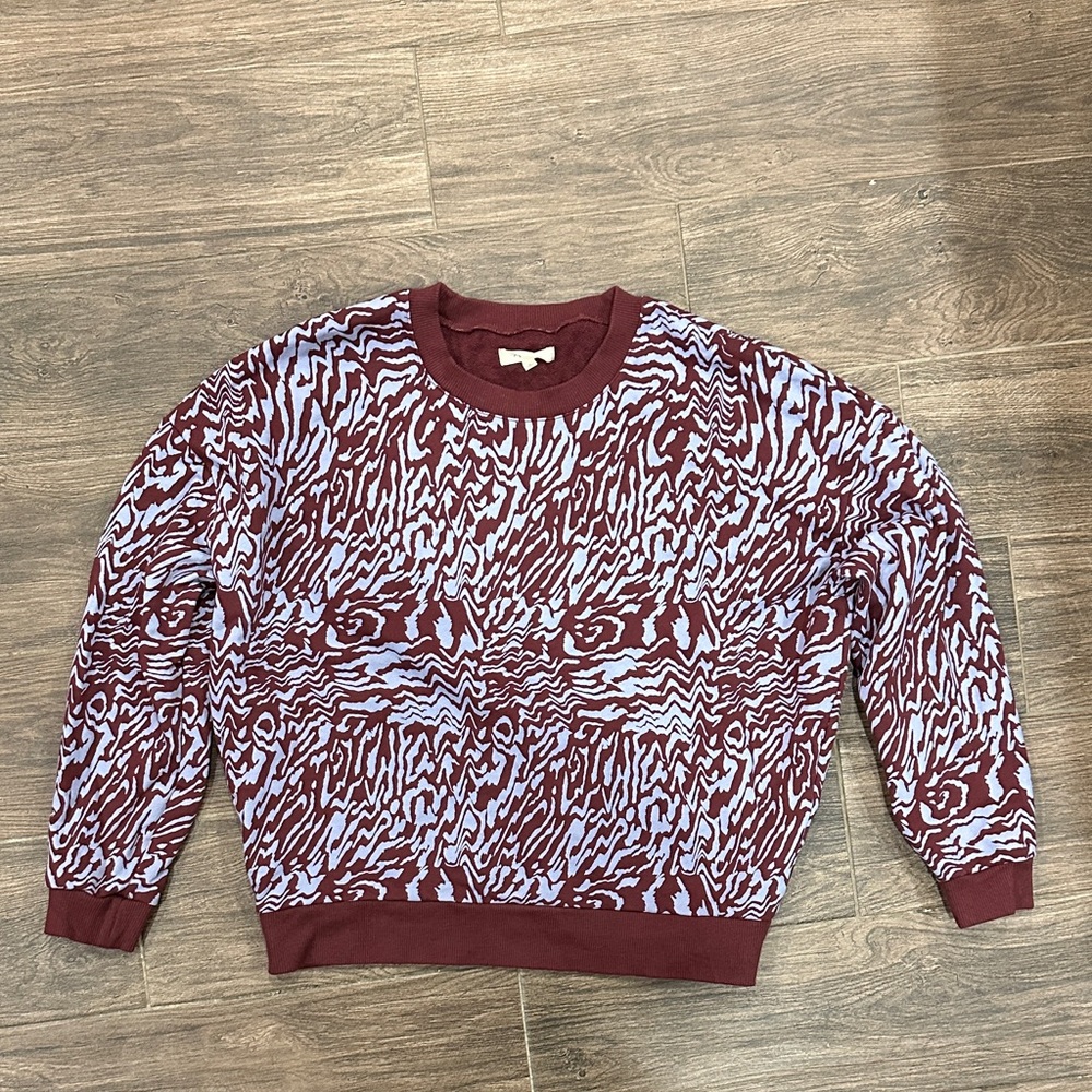 Madewell Maroon and White Crewneck Sweater - Picture 2 of 6